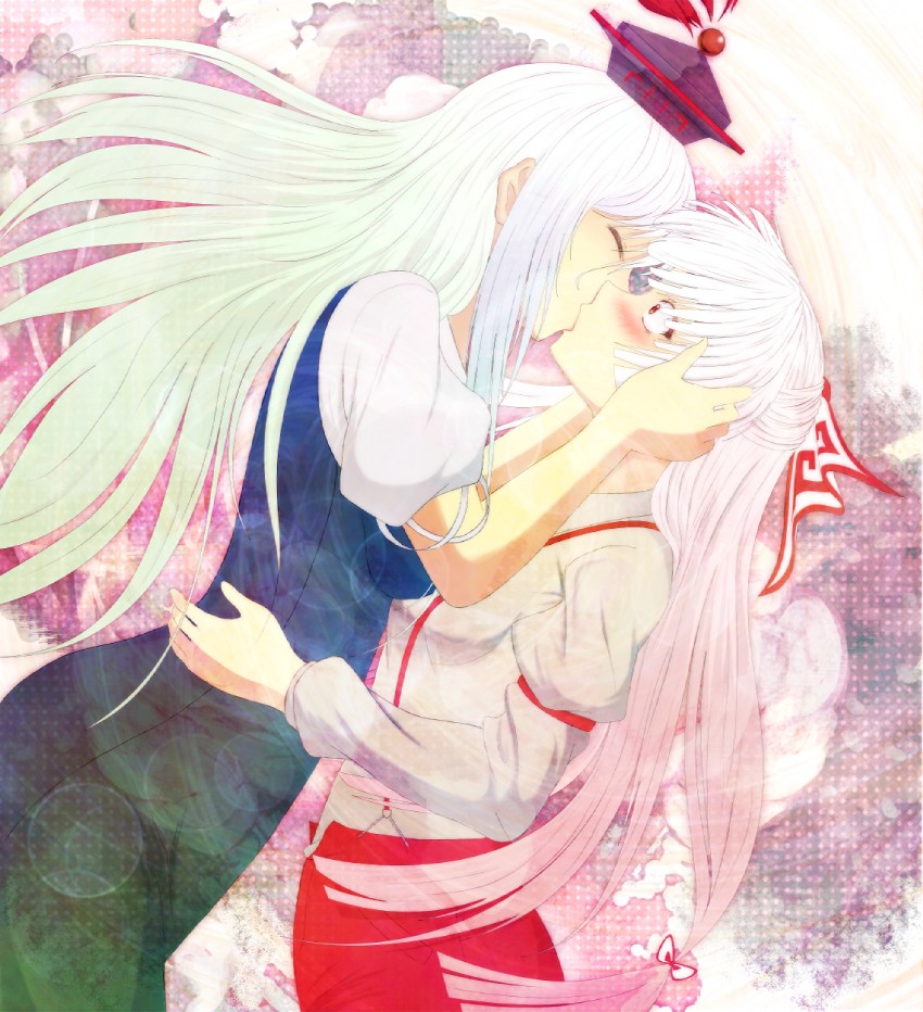 fujiwara no mokou and kamishirasawa keine (touhou) drawn by so-on