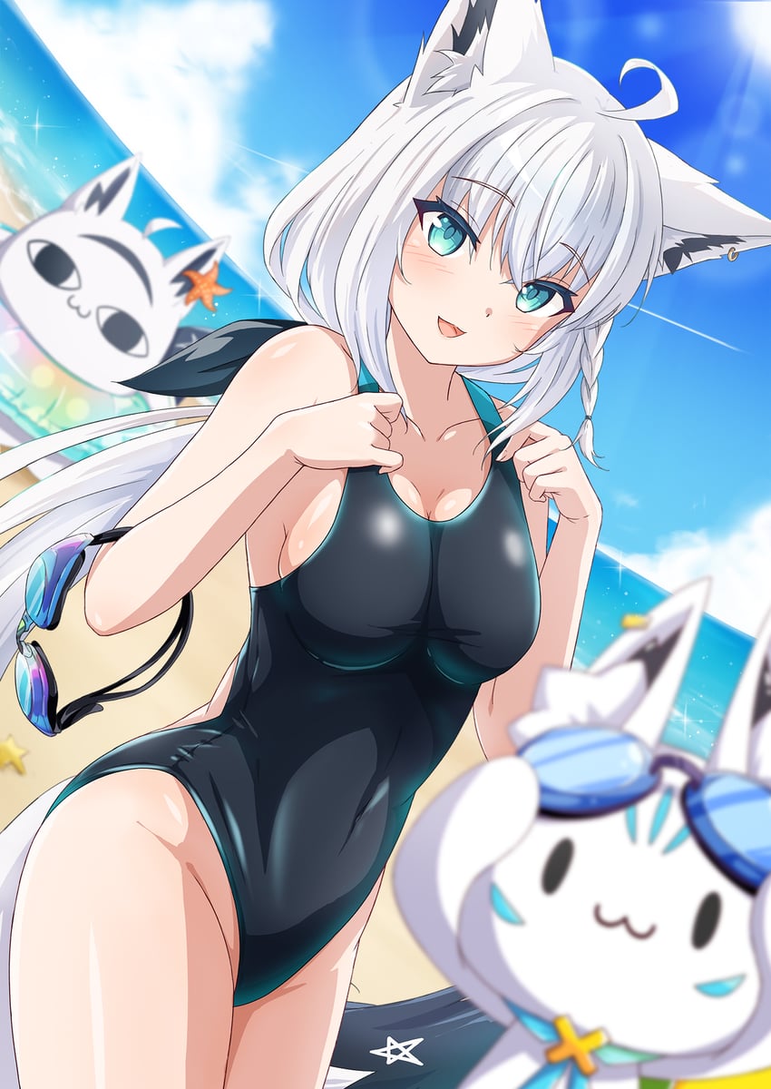 shirakami fubuki, sukonbu, and miteiru (hololive) drawn by hachiman_tanuki