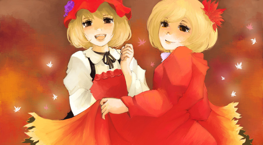 aki minoriko and aki shizuha (touhou) drawn by goldregen