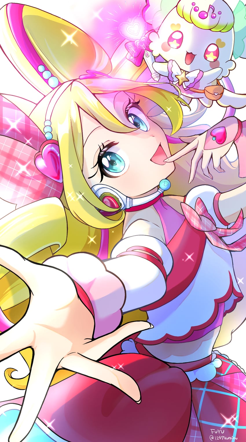 sakura uta, cure idol, and purirun (precure and 1 more) drawn by fuyu_usagi