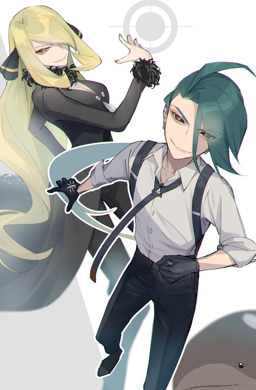cynthia, rika, and clodsire (pokemon and 2 more) drawn by mitsuha_(bless_blessing)