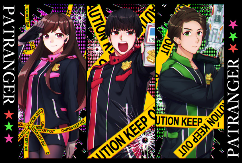 myoujin tsukasa, asaka keiichirou, and hikawa sakuya (super sentai and 1 more) drawn by multiwhite