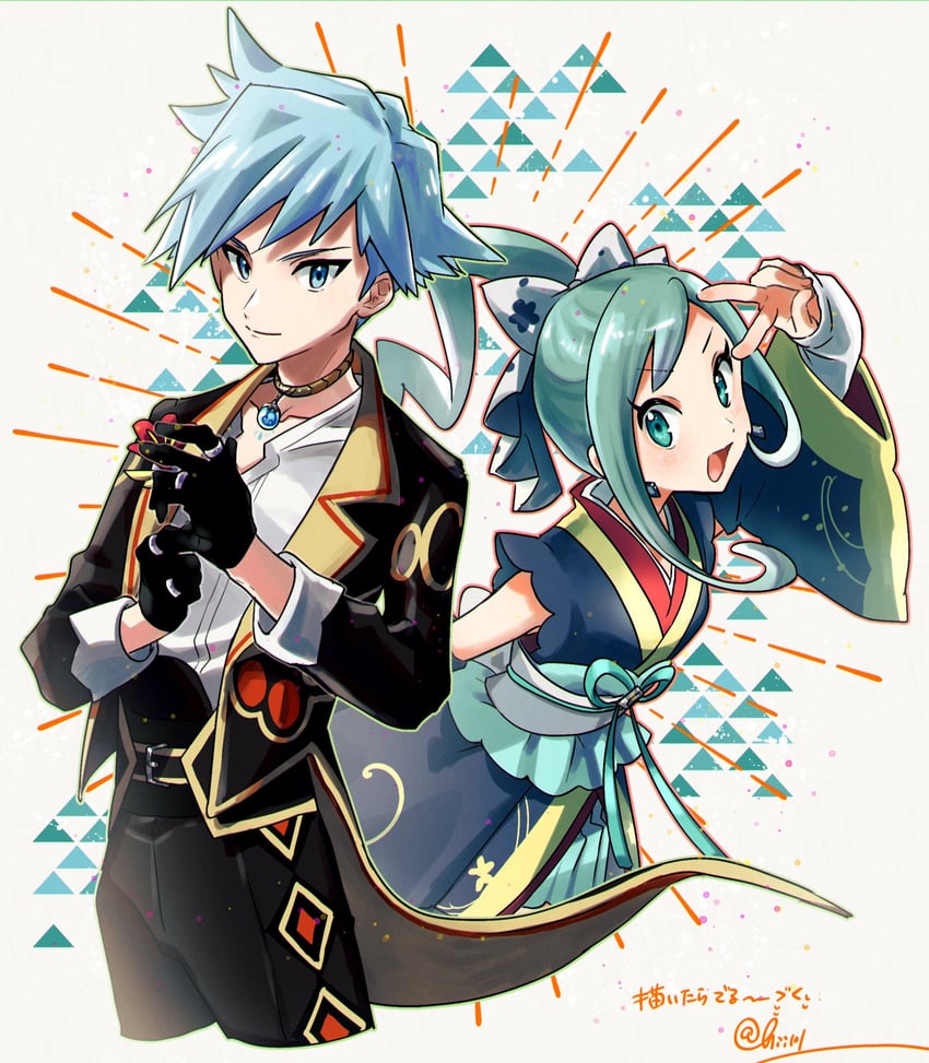 steven stone and lisia (pokemon and 1 more) drawn by hii_(hii101)