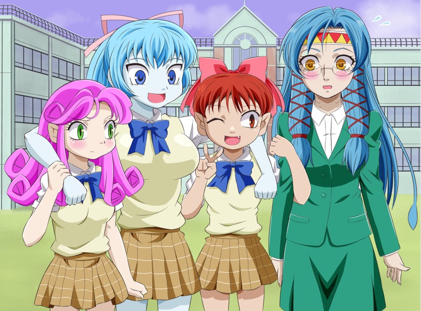 nekomusume, aoi, zanbia, and miu (gegege no kitarou) drawn by onomekaman