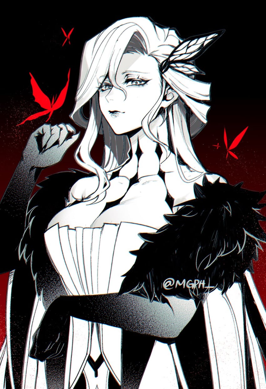 signora and crimson lotus moth (genshin impact) drawn by mgph