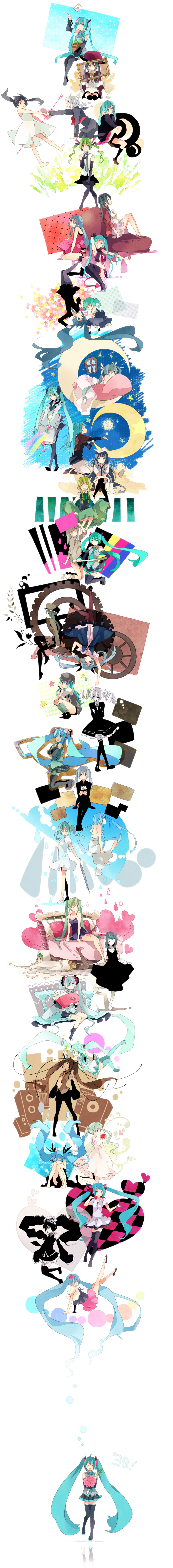 hatsune miku (vocaloid and 32 more) drawn by ousaka_nozomi