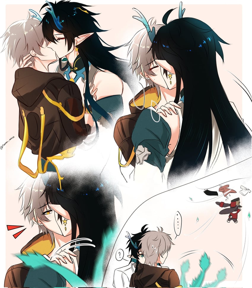 trailblazer, caelus, dan heng, and pom-pom (honkai and 1 more) drawn by fennec_artsss