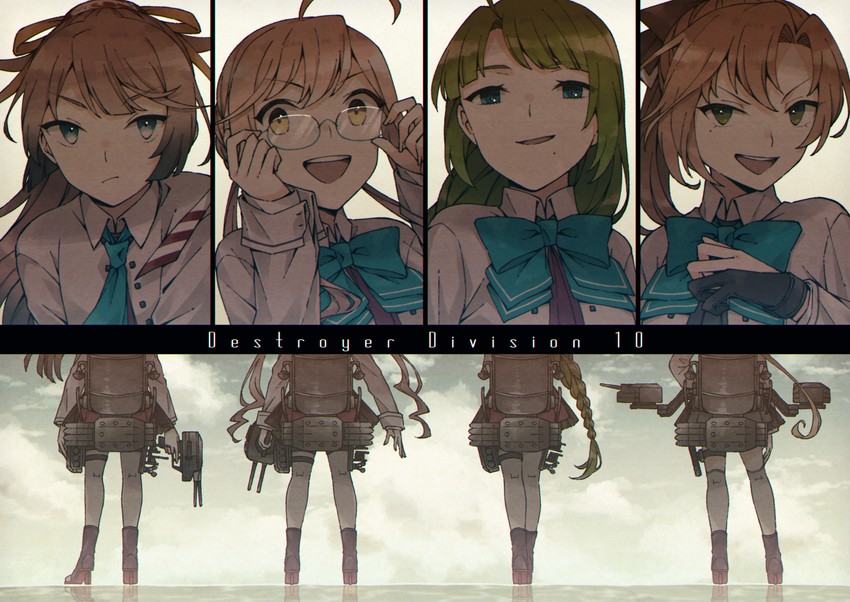 akigumo, makigumo, yuugumo, kazagumo, akigumo kai ni, and 3 more (kantai collection) drawn by miroku_san-ju