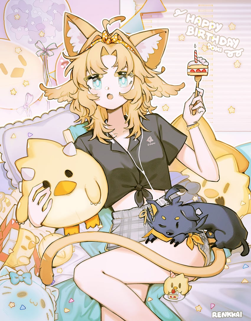 dokibird, dragoon, wisps, and doki amber doge (indie virtual youtuber) drawn by renkkai
