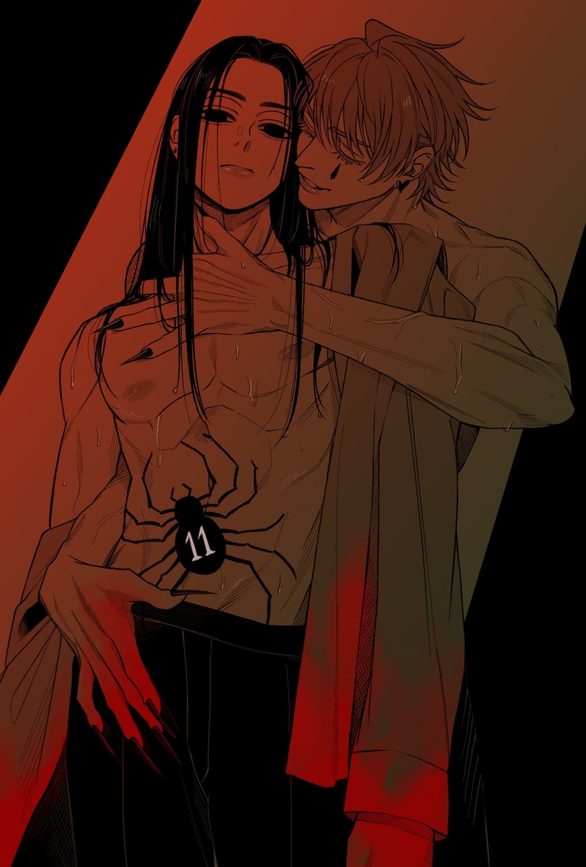 hisoka morow and illumi zoldyck (hunter x hunter) drawn by yu_(yuririnta)