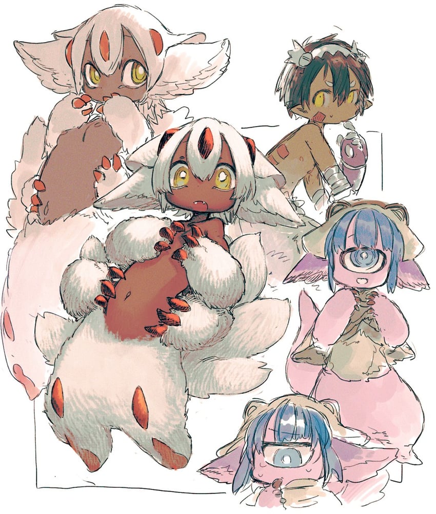 reg, faputa, and pakkoyan (made in abyss) drawn by pdozip
