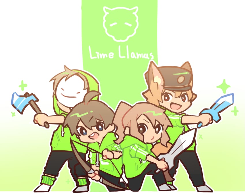 tubbo, dream, fundy, and sylveey (minecraft and 2 more) drawn by damelives