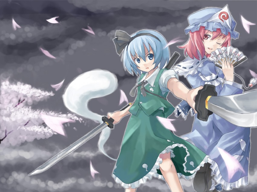 konpaku youmu and saigyouji yuyuko (touhou) drawn by yuuta_(tokoton_hirune_hiyori)