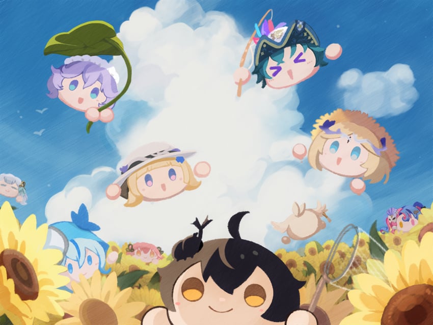 rover, changli, male rover, shorekeeper, phoebe, and 6 more (wuthering waves) drawn by irono_ha