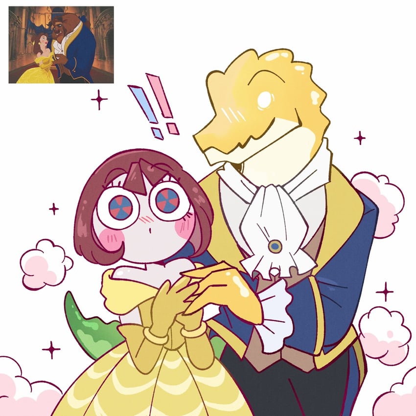 pomni, belle, gummigoo, and beast (the amazing digital circus and 1 more) drawn by bo_bo_shuang