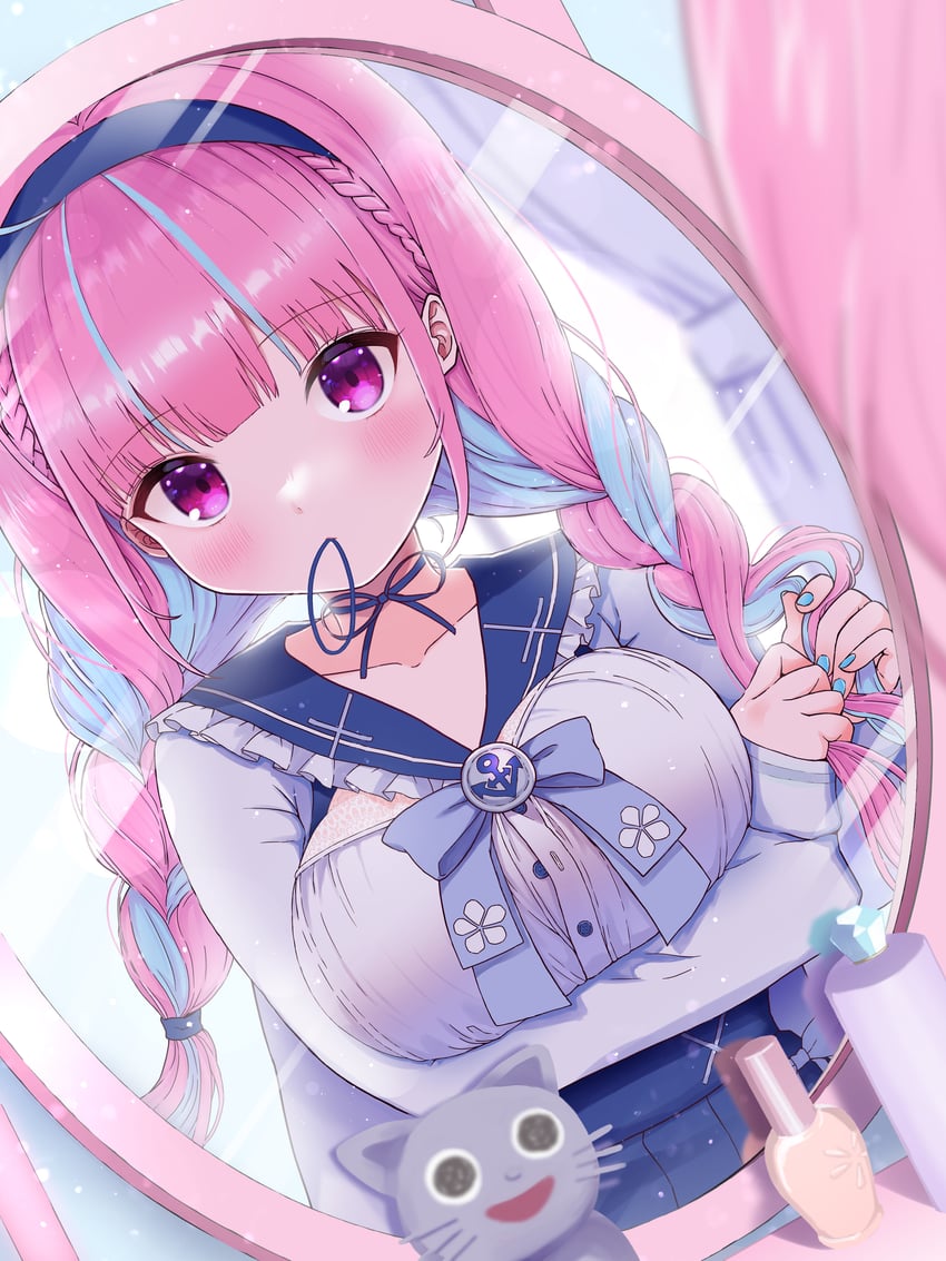 minato aqua and neko (hololive) drawn by onatsu_no_nibitashi