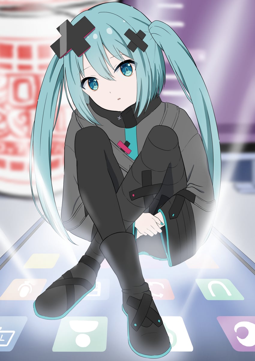 hatsune miku and batsu miku (vocaloid and 2 more) drawn by mishitsu