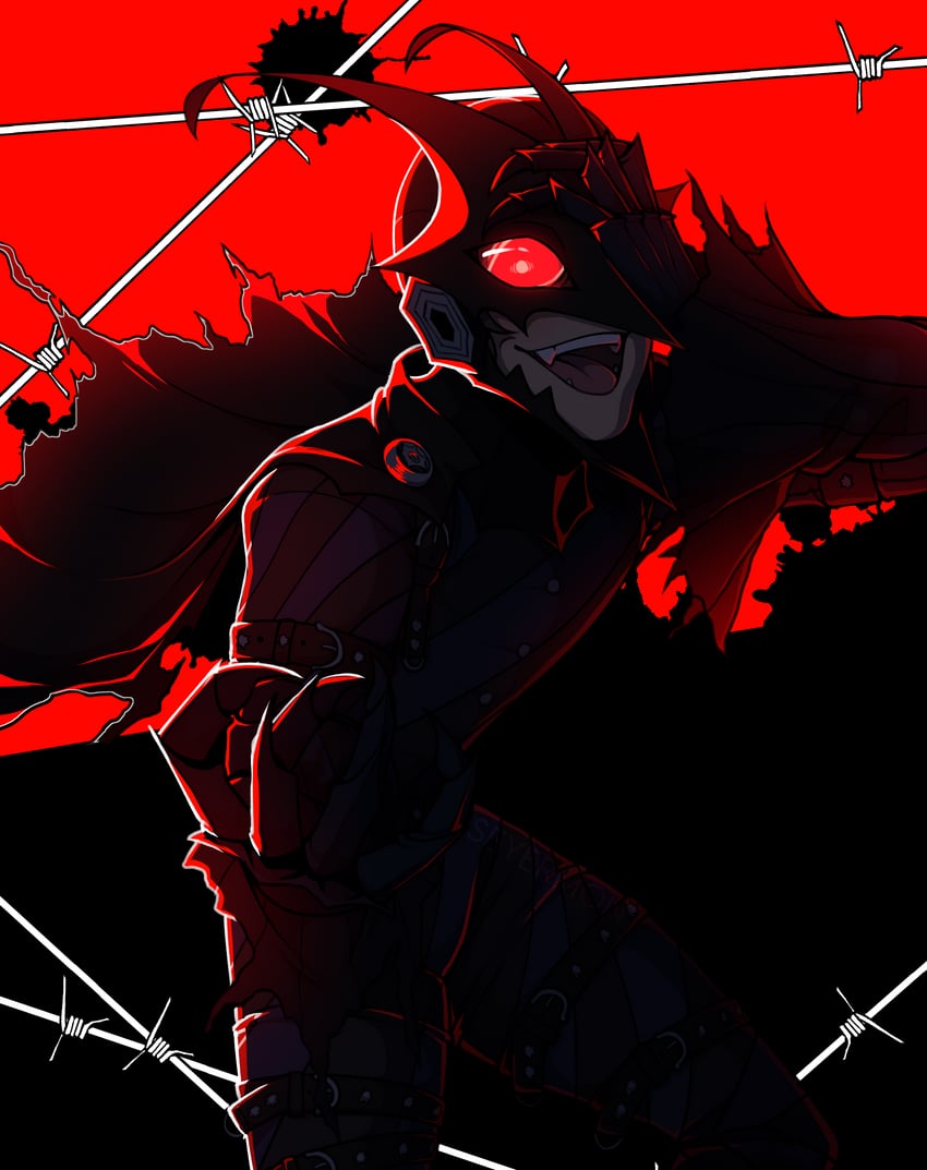 akechi gorou and black mask (persona and 1 more) drawn by seyermon