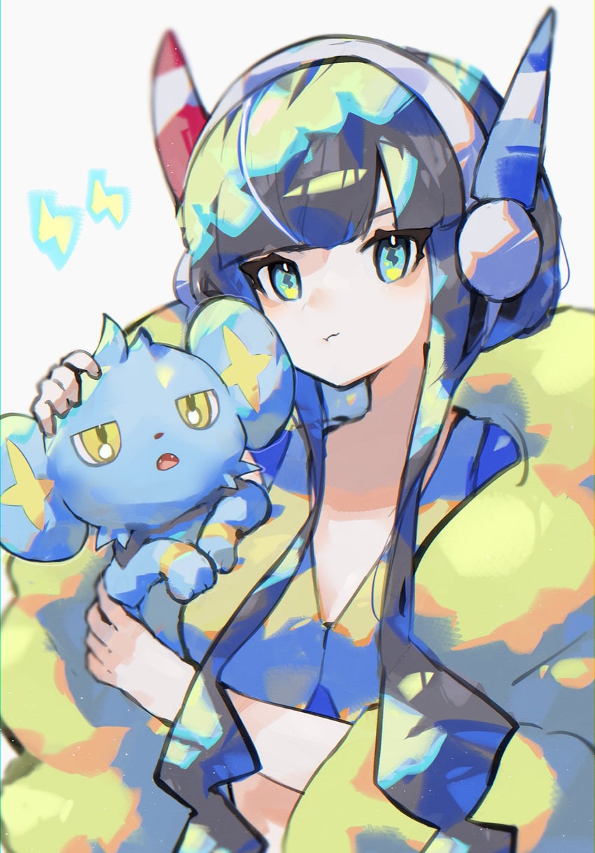 elesa and shinx (pokemon and 1 more) drawn by asatte_3z