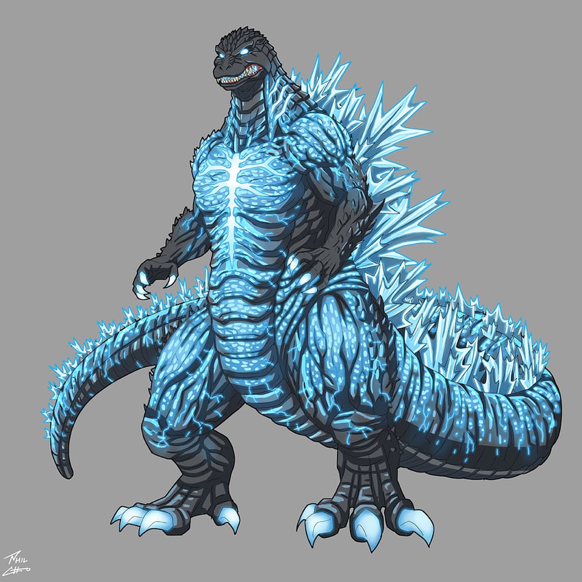 godzilla and burning godzilla (godzilla and 1 more) drawn by phil-cho