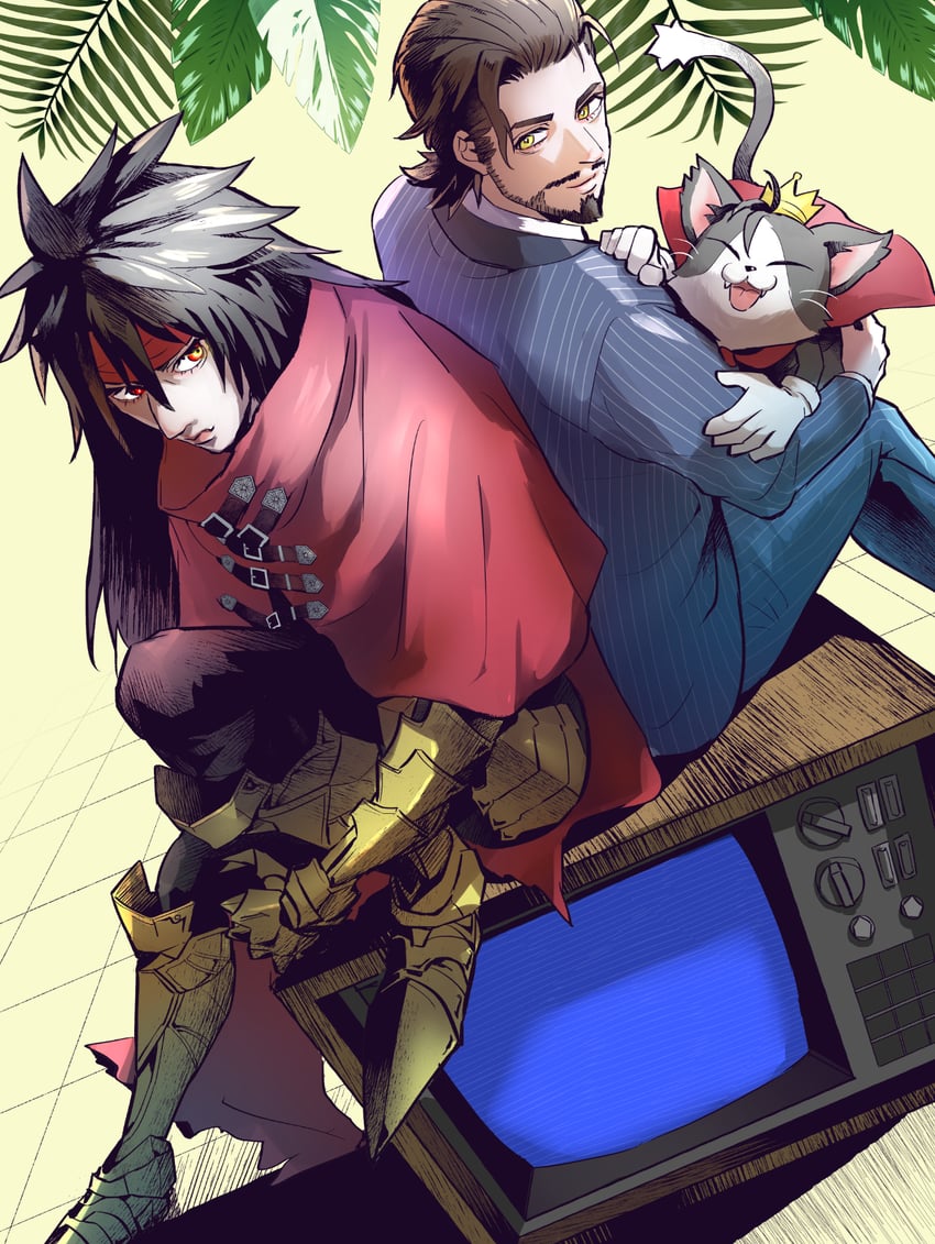 vincent valentine, cait sith, and reeve tuesti (final fantasy and 3 more) drawn by niwawaka