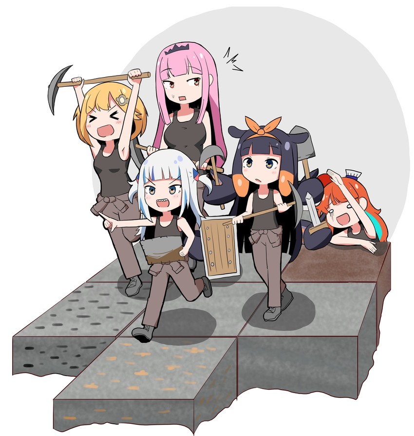 gawr gura, mori calliope, ninomae ina'nis, takanashi kiara, and watson amelia (hololive and 2 more) drawn by alin_laphel