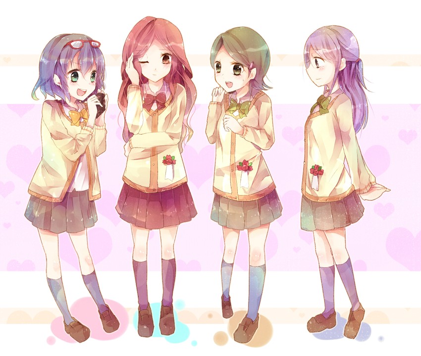 otonashi haruna, raimon natsumi, kudou fuyuka, and kino aki (inazuma eleven go and 1 more) drawn by shain_roki