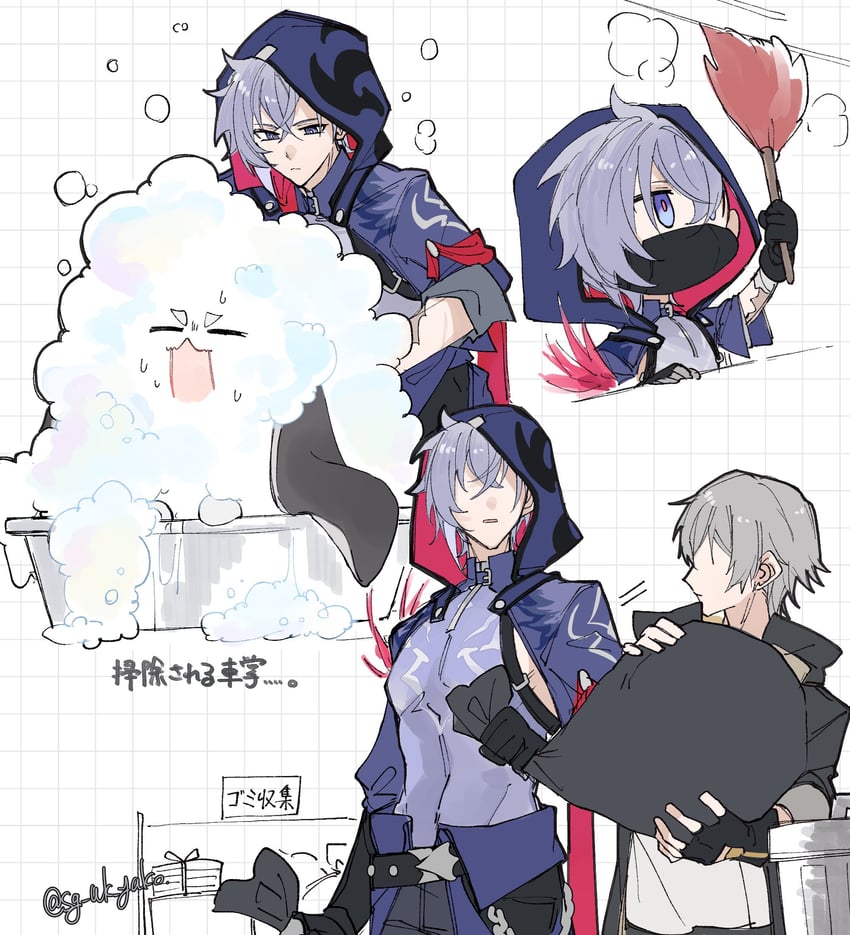 trailblazer, caelus, pom-pom, and moze (honkai and 1 more) drawn by yakota_(usuk-yako)