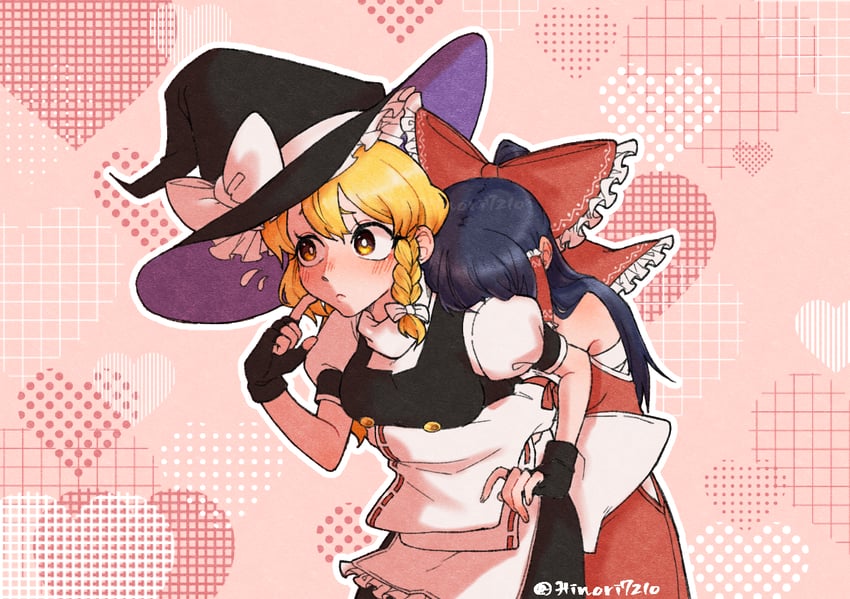 hakurei reimu and kirisame marisa (touhou) drawn by hinori7210