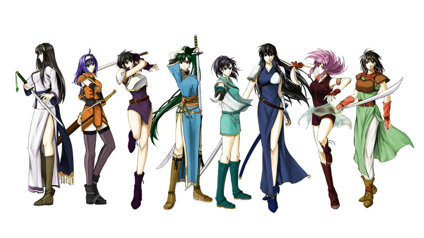 lyn, larcei, mia, ayra, fir, and 3 more (fire emblem and 6 more) drawn by delsaber