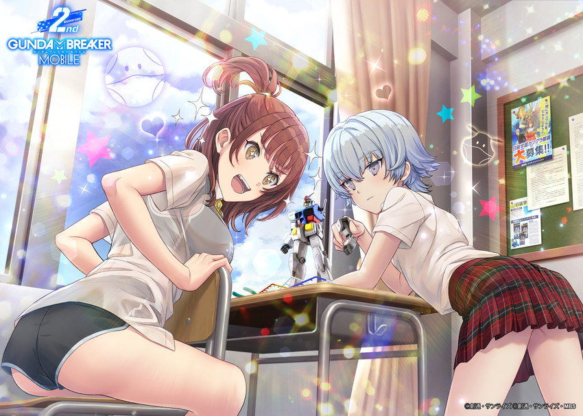 haro, rx-78-2 gundam, ichinose yuri, kotomori ren, gundam astray red frame flame, and 1 more (gundam and 1 more) drawn by taiki_(luster)