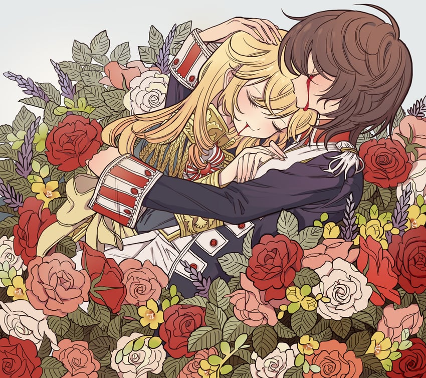 oscar francois de jarjayes and andre grandier (versailles no bara) drawn by meremero