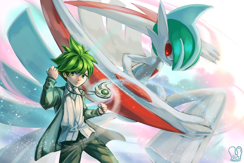 gallade, wally, and mega gallade (pokemon and 1 more) drawn by sa-dui