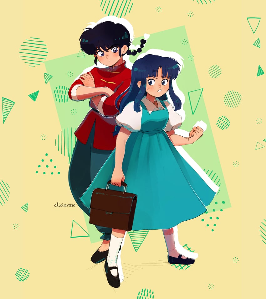 tendou akane and saotome ranma (ranma 1/2) drawn by alicia_rose