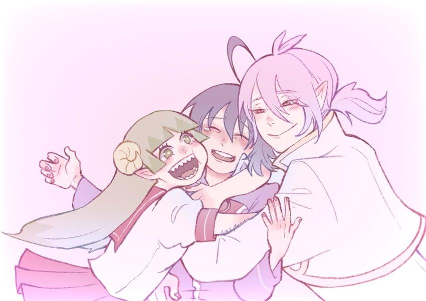 suzuki iruma, valac clara, and asmodeus alice (mairimashita! iruma-kun) drawn by meme_hakaba