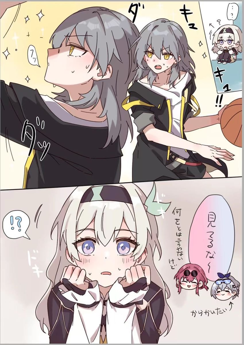 trailblazer, firefly, stelle, kafka, and silver wolf (honkai and 1 more) drawn by hsrmangakichi