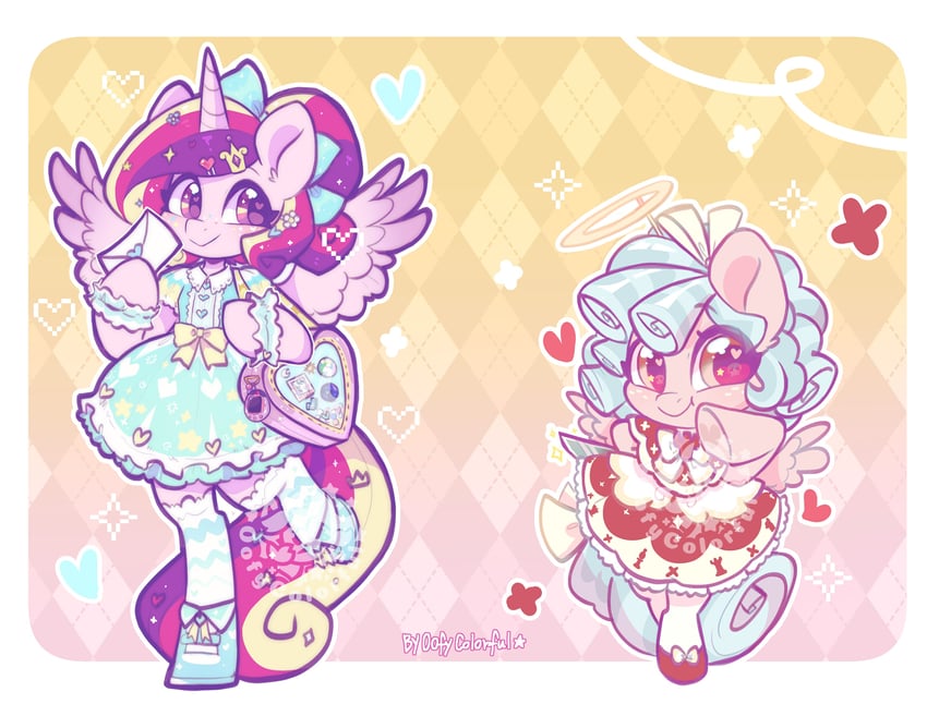 princess luna, princess celestia, princess cadance, shining armor, and cozy glow (my little pony and 3 more) drawn by oofycolorful