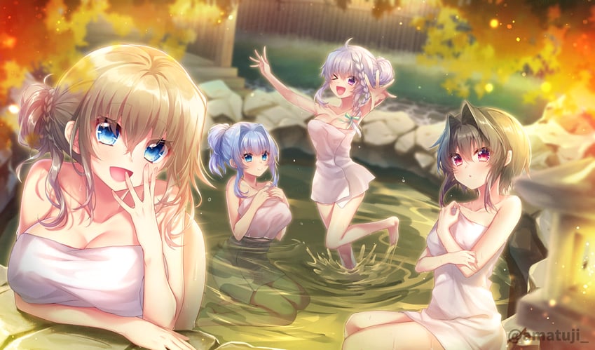 kujou miyako, niimi sora, yuuki noa, and kousaka haruka (9-nine-) drawn by amatsuji