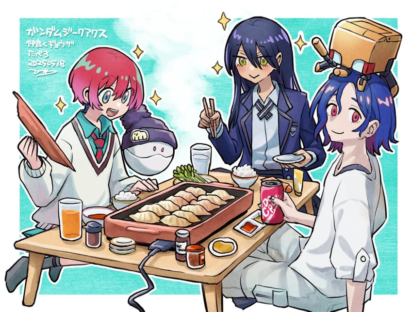 amate yuzuriha, haro, shuji ito, nyaan, and conch (gundam and 1 more) drawn by satoruru