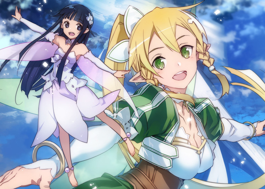 leafa and yui (sword art online) drawn by bunbun
