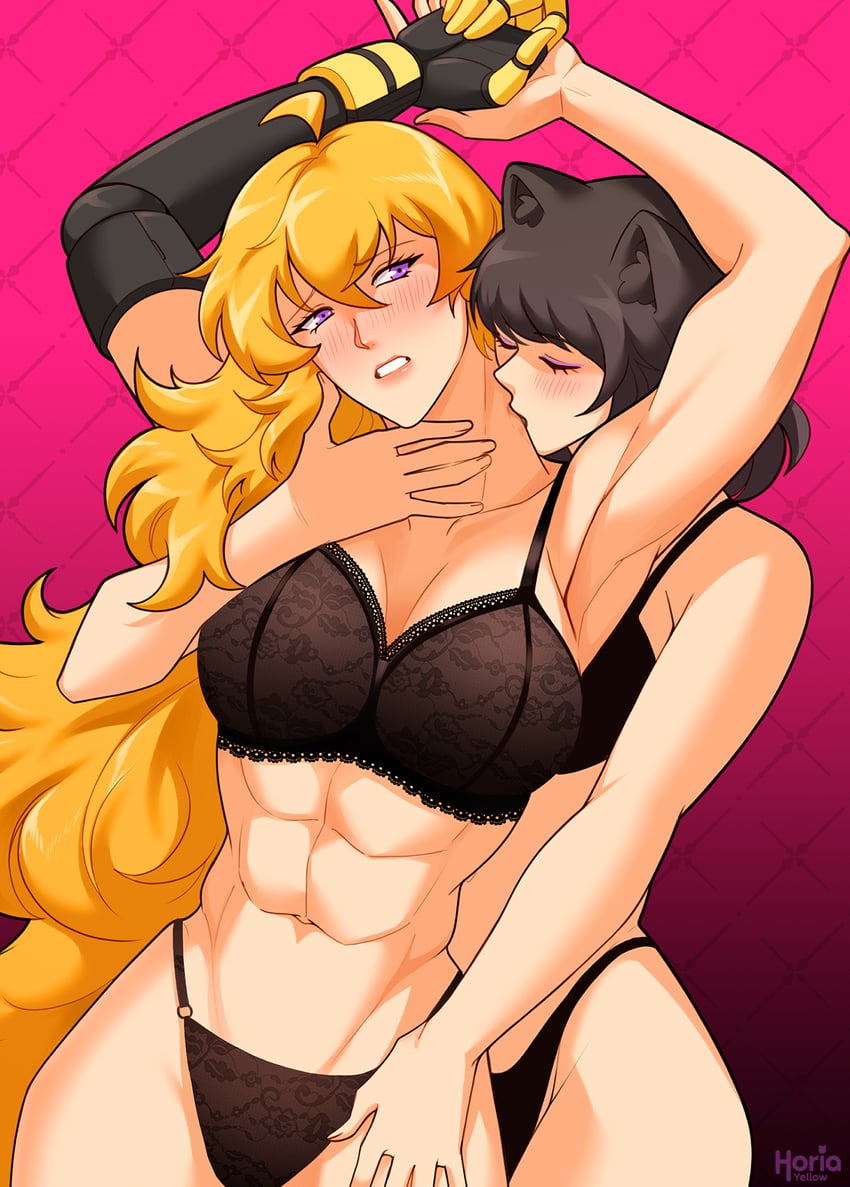 yang xiao long and blake belladonna (rwby) drawn by yellow_nicky