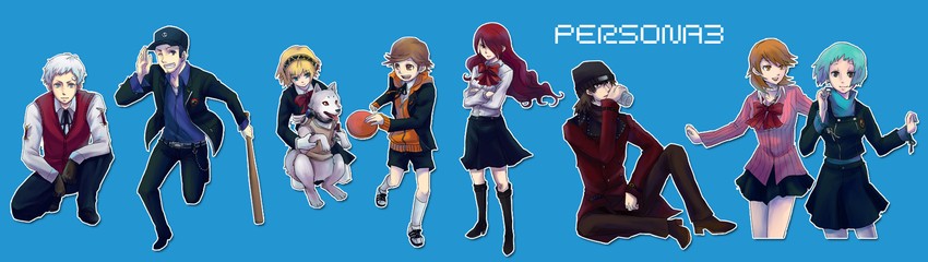 aigis, takeba yukari, kirijou mitsuru, yamagishi fuuka, sanada akihiko, and 4 more (persona and 1 more) drawn by kaba-chan