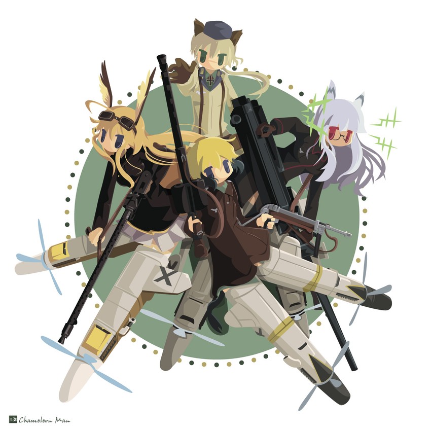 erica hartmann, hanna-justina marseille, heidimarie w. schnaufer, and hanna rudel (world witches series and 3 more) drawn by chameleon_man_(three)