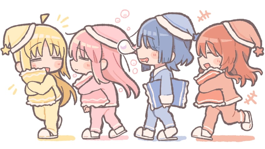gotoh hitori, kita ikuyo, ijichi nijika, and yamada ryo (bocchi the rock!) drawn by henyomen