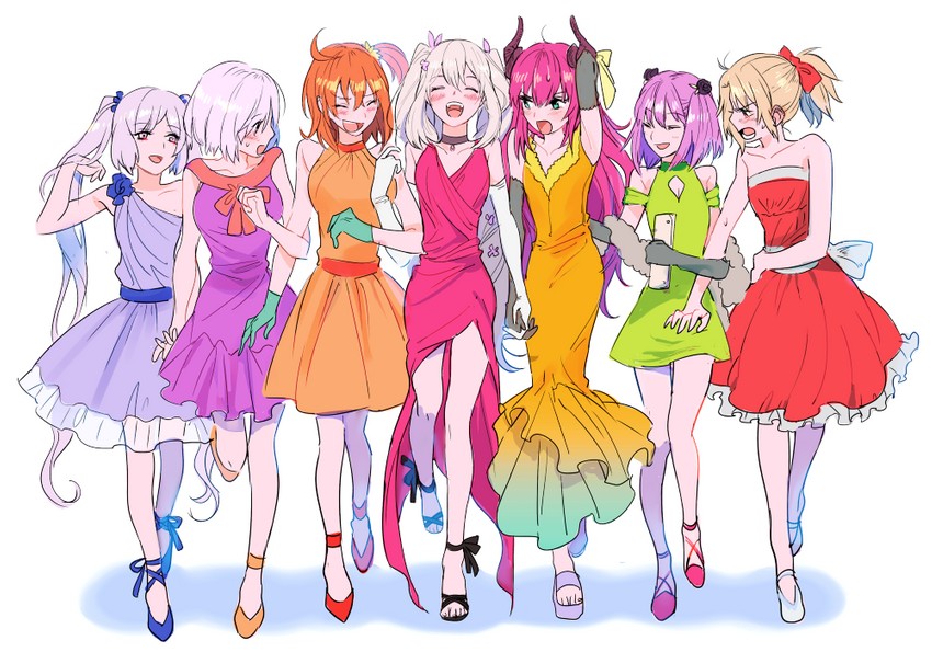 mash kyrielight, fujimaru ritsuka, mordred, elizabeth bathory, marie antoinette, and 2 more (fate and 1 more) drawn by dashi_(minzoku_gb)