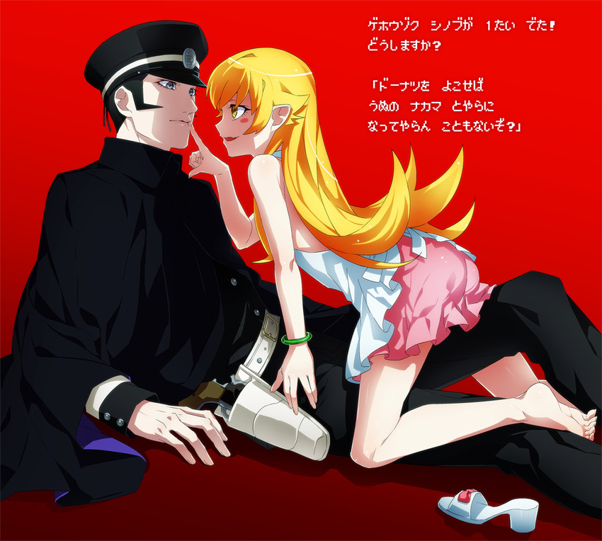 oshino shinobu and kuzunoha raidou (monogatari and 3 more) drawn by kamizawa_(sark)