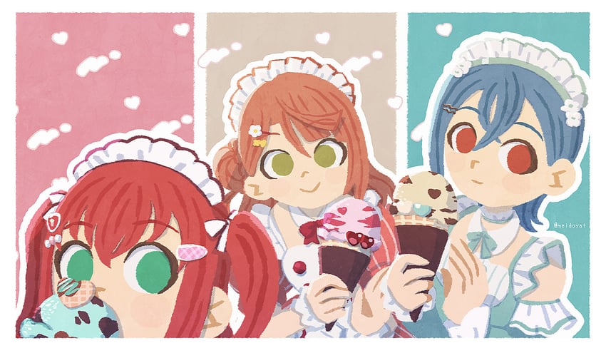 uehara ayumu, kurosawa ruby, wakana shiki, furihata ai, oonishi aguri, and 1 more (love live! and 3 more) drawn by meidosan