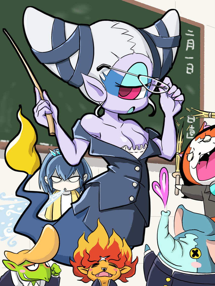 jibanyan, fubukihime, fuumin, morezou, meramelion, and 2 more (youkai watch and 1 more) drawn by kumalita