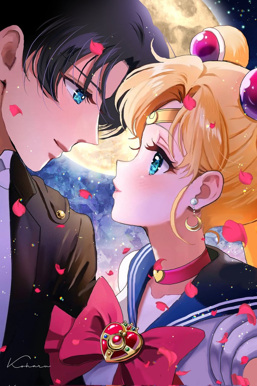 tsukino usagi, sailor moon, chiba mamoru, and tuxedo kamen (bishoujo senshi sailor moon and 1 more) drawn by koharumichi