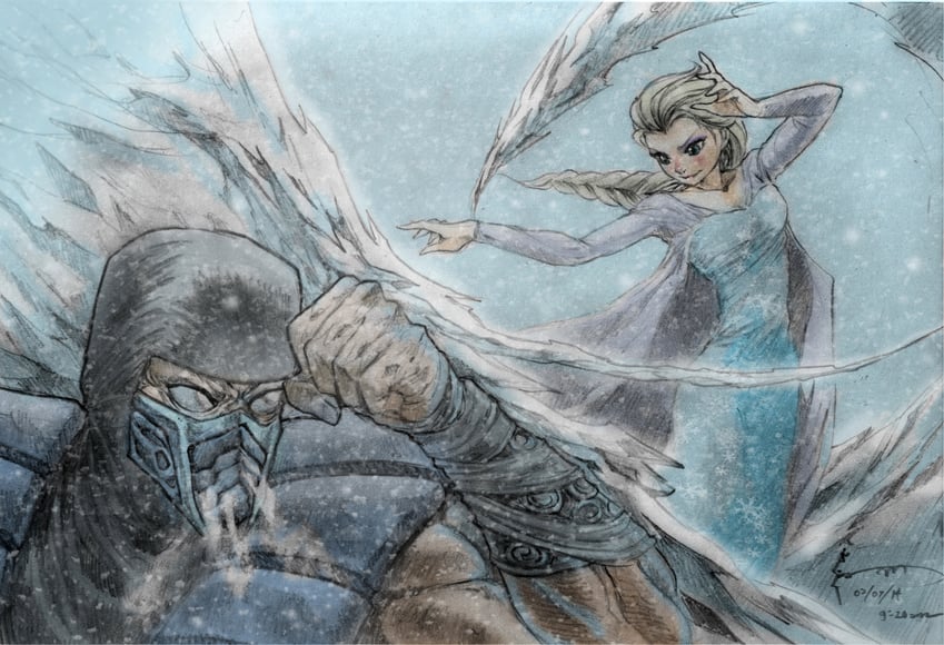 elsa, sub-zero, and kuai liang (frozen and 1 more) drawn by dominic_ian_cabatit